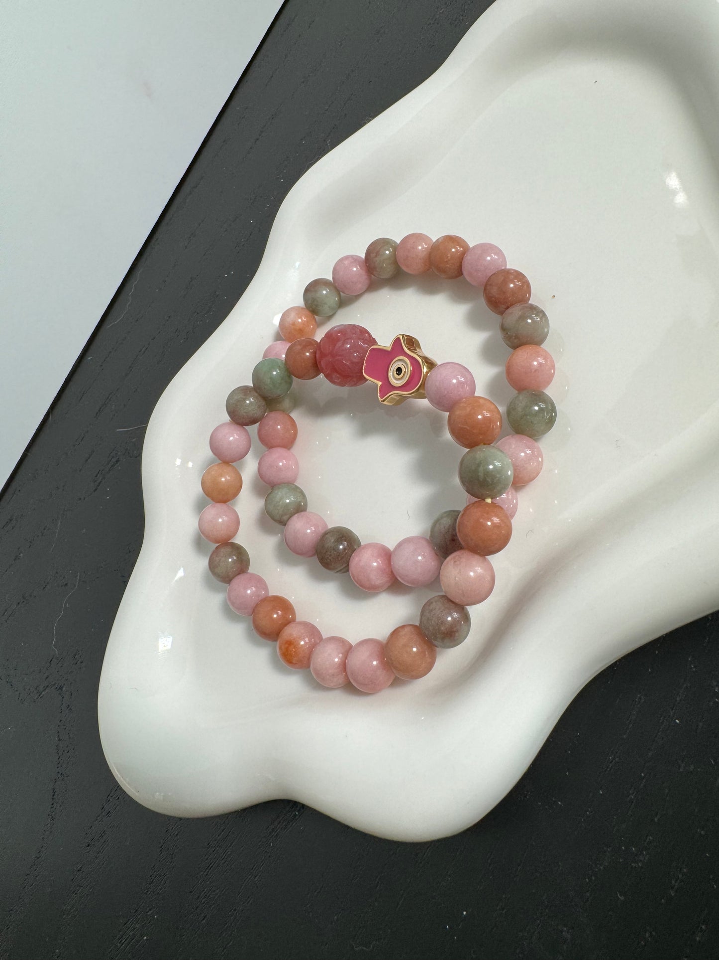 (Pair) Cloudy Morganite Bracelet